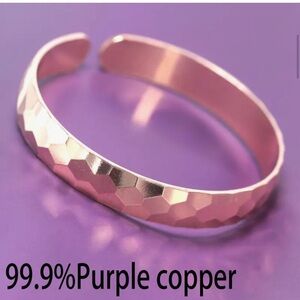 99.9% Purple Hammered Copper Cuff Bracelet